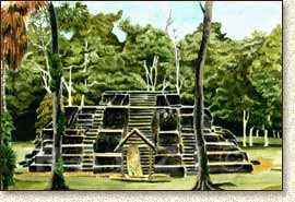 Mayan illustration of Uaxuctun by Steve Radzi