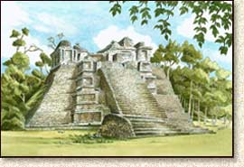Maya illustration of Dzibibanche by Steve Radz