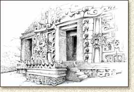 Mayan illustration of Ek Balam by Steve Radzi