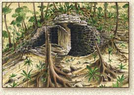 Maya Illustrations and Drawings of Ruins, Temples and Structures of Homul by Steve Radzi