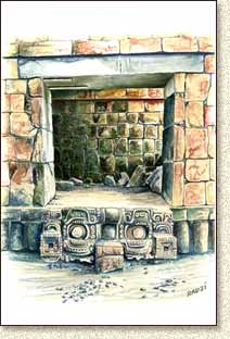 Mayan illustration of Kabah by Steve Radzi
