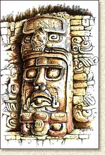 Mayan illustration of Kohunlich by Steve Radzi
